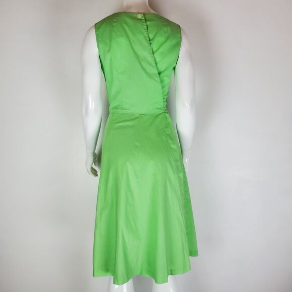 Vintage 50's Swirl Green Apron Wrap Dress - Picture 3 of 9